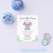 Budget Olifant Roze Meisje Baby shower Invitation Flyer (Enkel)