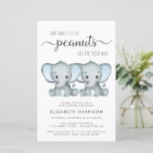 Budget Olifant Twin Boys Baby shower Uitnodiging (Staand voorkant)