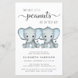 Budget Olifant Twin Boys Baby shower Uitnodiging