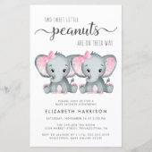 Budget Olifant Twin Meisjes Baby shower Invitation (Voorkant)
