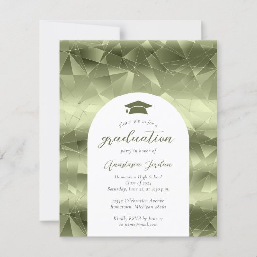 Budget Olijf Groen Glam Geo Arch Afstuderen Invite (Voorkant)