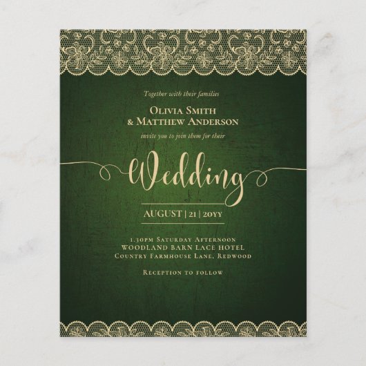 BUDGET Olijf Mosgroen Gouden Kant Boerenbruiloft (Voorkant)