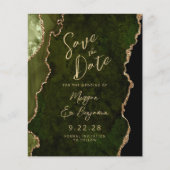 Budget Olijfgroene Agate Schrift Save the Date (Voorkant)