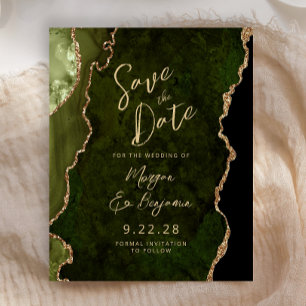 Budget Olijfgroene Agate Schrift Save the Date
