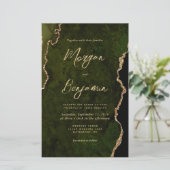 Budget Olijfgroene Agate Script Trouw Uitnodiging (Staand voorkant)