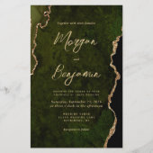 Budget Olijfgroene Agate Script Trouw Uitnodiging (Voorkant)