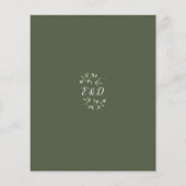 Budget olijfgroene bloemige gouden boog trouwkaart (Achterkant)