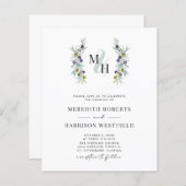 Budget Olijftak Monogram Bruiloft Uitnodigen (Voorkant / Achterkant)