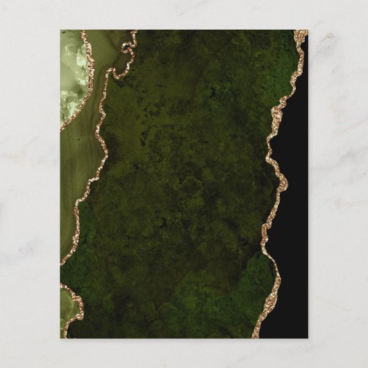 Budget Olive Green Gold Agate Wedding Menu (Achterkant)
