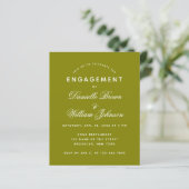 Budget Olive Green Verloving Invitation (Staand voorkant)