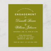 Budget Olive Green Verloving Invitation (Voorkant)