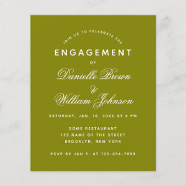 Budget Olive Green Verloving Invitation