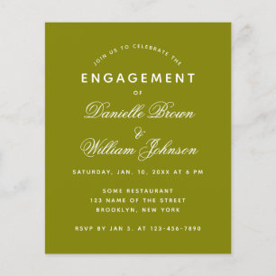Budget Olive Green Verloving Invitation