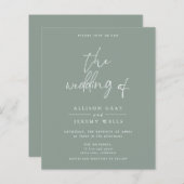 Budget Olive Wedding Invitation (Voorkant / Achterkant)