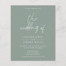 Budget Olive Wedding Invitation