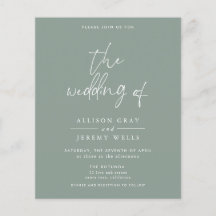 Budget Olive Wedding Invitation