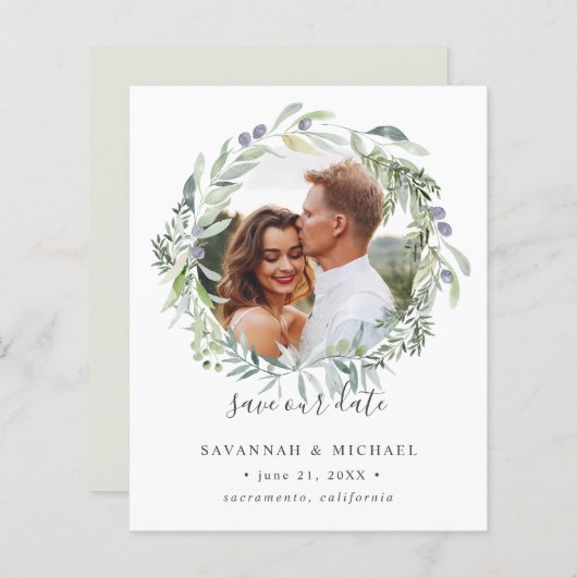 BUDGET Olive Wreatfoto bruiloft behalve datum (Voorkant / Achterkant)