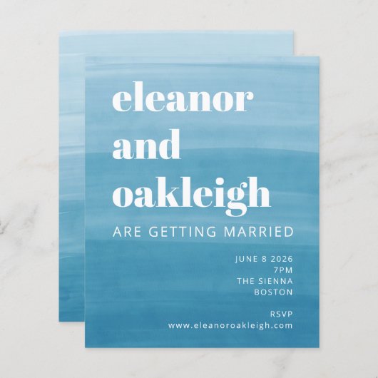 Budget Ombre Dip Dye Ocean Blue Bold Wedding (Voorkant / Achterkant)