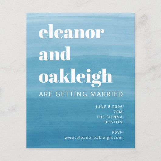 Budget Ombre Dip Dye Ocean Blue Bold Wedding (Voorkant)