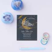 Budget Onder de sterren Blue Gold Moon Quinceanera Flyer (Enkel)