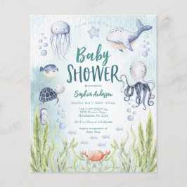 Budget Onder de Zee Baby Shower Uitnodiging Flyer