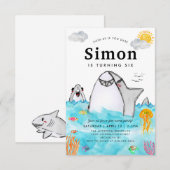 Budget Onder de Zee Zwemmende Haai Oceaan Verjaard Notitiekaartje (Voorkant / Achterkant)