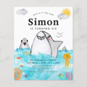 Budget Onder het Zee Zwemmen Shark Ocean Verjaarda (Voorkant)