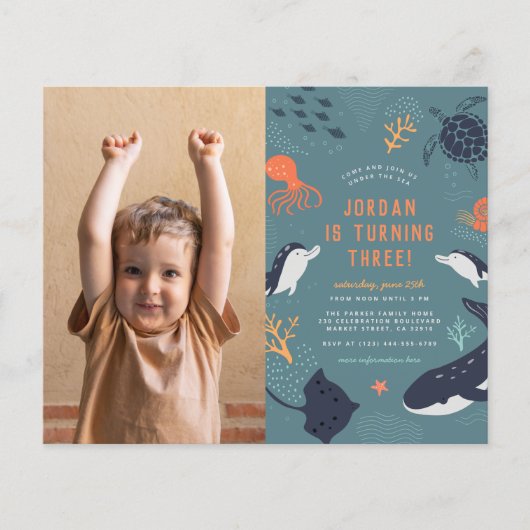 Budget onder Zee Boy Foto Birthday Party (Voorkant)