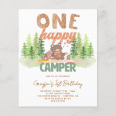 Budget One Happy Camper 1e verjaardagsuitnodiging (Voorkant)