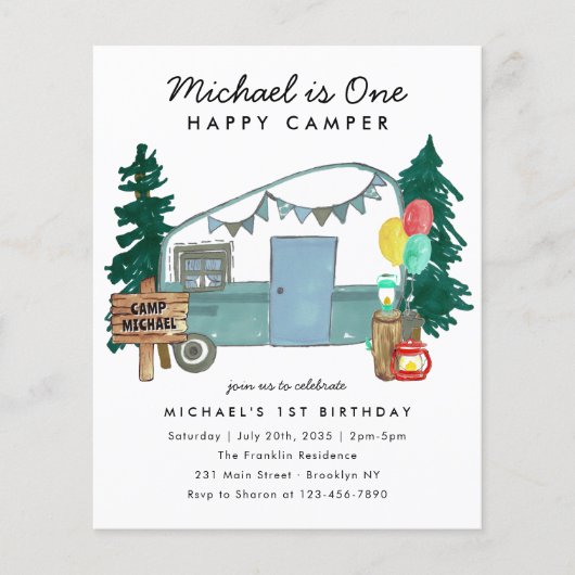 Budget One Happy Camper Bossen Camping 1e Verjaard (Voorkant)