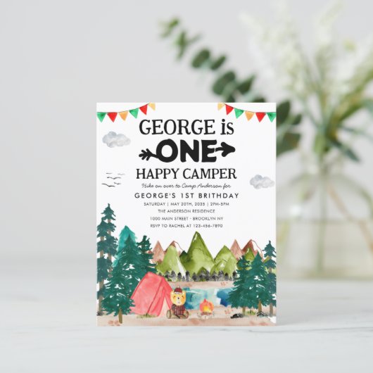 Budget ONE Happy Camper Bossen Camping 1e Verjaard (Staand voorkant)