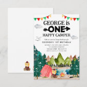 Budget ONE Happy Camper Bossen Camping 1e Verjaard Notitiekaartje (Voorkant / Achterkant)