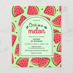 Budget One in een Melon 1st Birthday uitnodiging Flyer