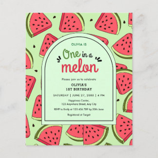 Budget One in een Melon 1st Birthday uitnodiging Flyer