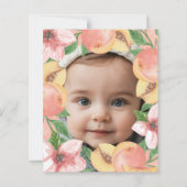 Budget One Sweet Peach First Birthday photo Invite (Achterkant)