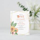 Budget One Sweet Peach First Birthday photo Invite (Staand voorkant)