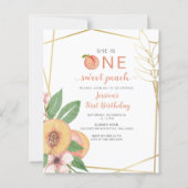 Budget One Sweet Peach First Birthday photo Invite (Voorkant)