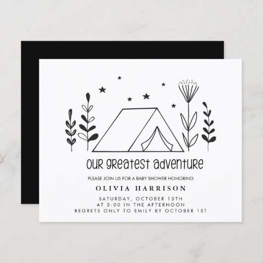 Budget Ons grootste avontuur Baby shower uitnodige (Voorkant / Achterkant)