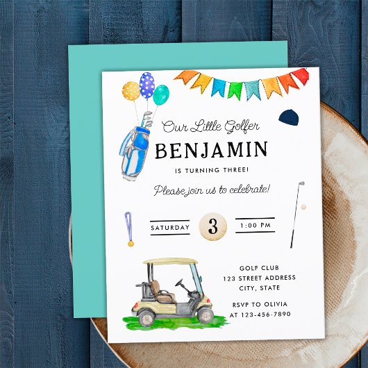 Budget Onze Kleine Golfer Blue Cart Golf Verjaarda
