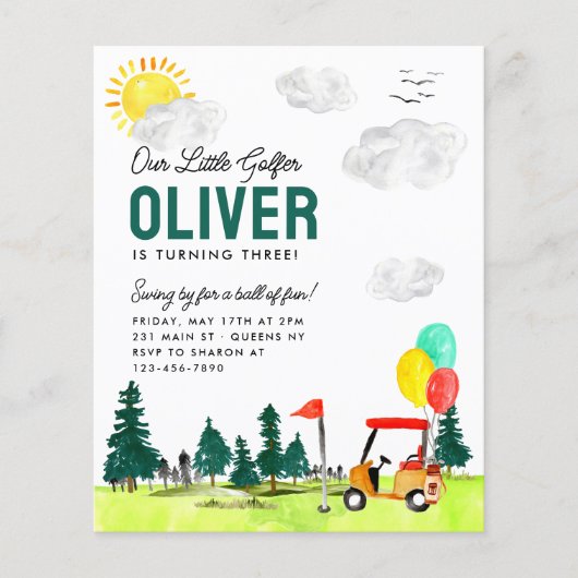 Budget Onze Kleine Golfer Cart Club Golf Verjaarda (Voorkant)