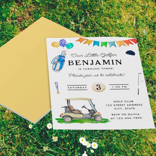 Budget Onze kleine golfer geel Kinder golfverjaard Flyer