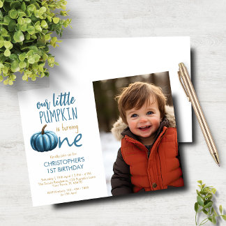 Budget Onze kleine pompoen blauw 1e verjaardag