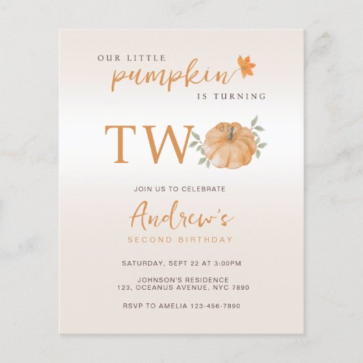 Budget Onze kleine pompoen Herfst tweede 2e verjaa (Voorkant)