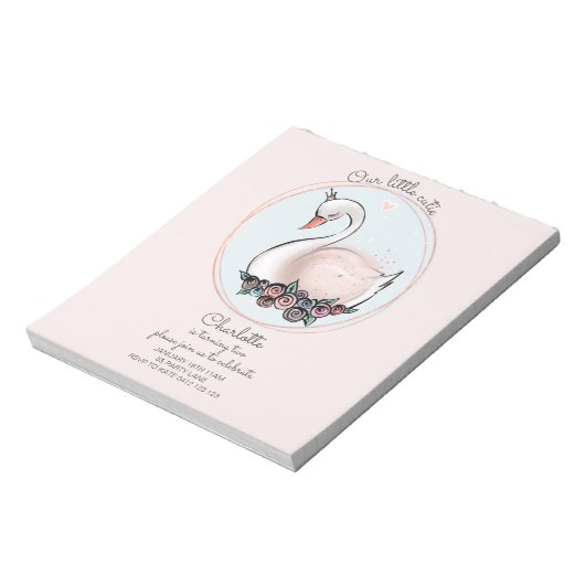 BUDGET Onze kleine uitnodiging voor Cutie Pink Swa Notitieblok (Linkerzijde)