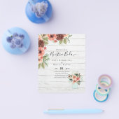 BUDGET Onze TROUW Burgundy Bloemen Herfst Bruiloft Flyer (Enkel)