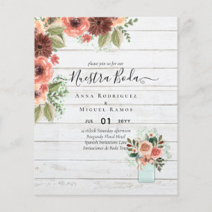 BUDGET Onze TROUW Burgundy Bloemen Herfst Bruiloft Flyer