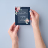 BUDGET Onze TROUW Burgundy Roze Bloemige Bruiloft Flyer (Hand)