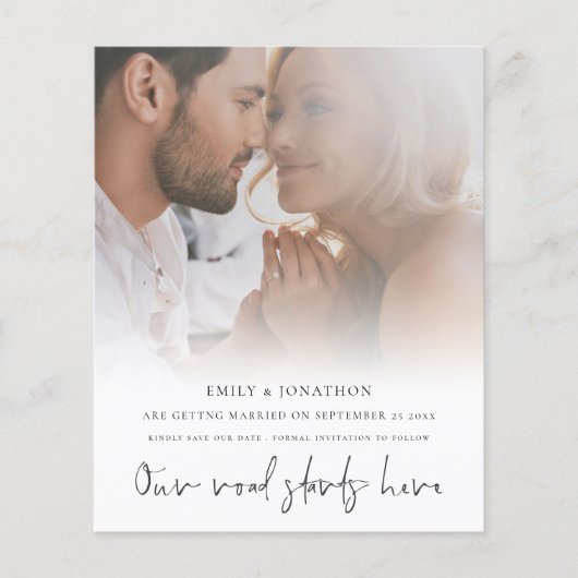 Budget onze weg begint hier Foto sparen de datum (Voorkant)