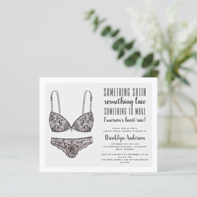BUDGET Ooh La La La Lingerie Shower Uitnodiging (Staand voorkant)