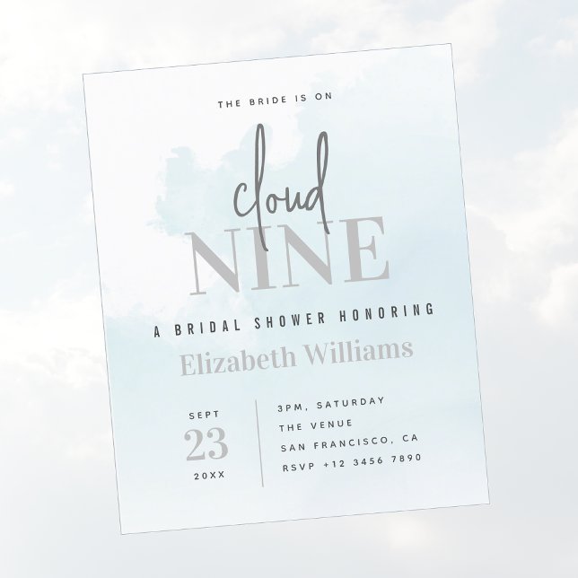 BUDGET op cloud negen bruids douche uitnodiging (The Bride is On Cloud Nine Bridal Shower Invitation)